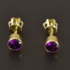 Zlaté kulaté náušnice pecky ametysty č. 1