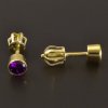 Zlaté kulaté náušnice pecky ametysty č. 2