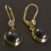 Zlaté náušnice černé onyxy a zirkony č. 2