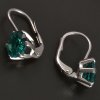 Stříbrné náušnice zelený synt. smaragd č. 2