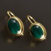 Zlaté náušnice přírodní malachit č. 1