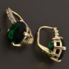 Zlaté luxusní náušnice smaragd a zirkony