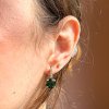 Zlaté luxusní náušnice smaragd a zirkony