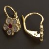 Kytičky zlaté náušnice rubín a zirkon