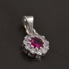 Stříbrný kulatý přívěsek rubín a zirkony