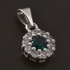 Kulatý stříbrný přívěsek smaragd a zirkony