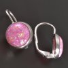 Stříbrné náušnice růžové kulaté opály
