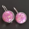 Stříbrné náušnice růžové kulaté opály