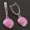 Visací stříbrné náušnice růžový opál