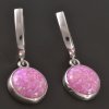 Visací stříbrné náušnice růžový opál