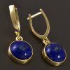 Visací zlaté náušnice lapis lazuli (Váha 3.82 g)