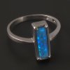 Stříbrný prsten obdélníkový modrý opál