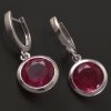 Stříbrné náušnice velký kulatý rubín