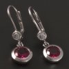Visací náušnice bílé zlato rubín a zirkony