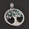 Stříbrný strom života zelené zirkony