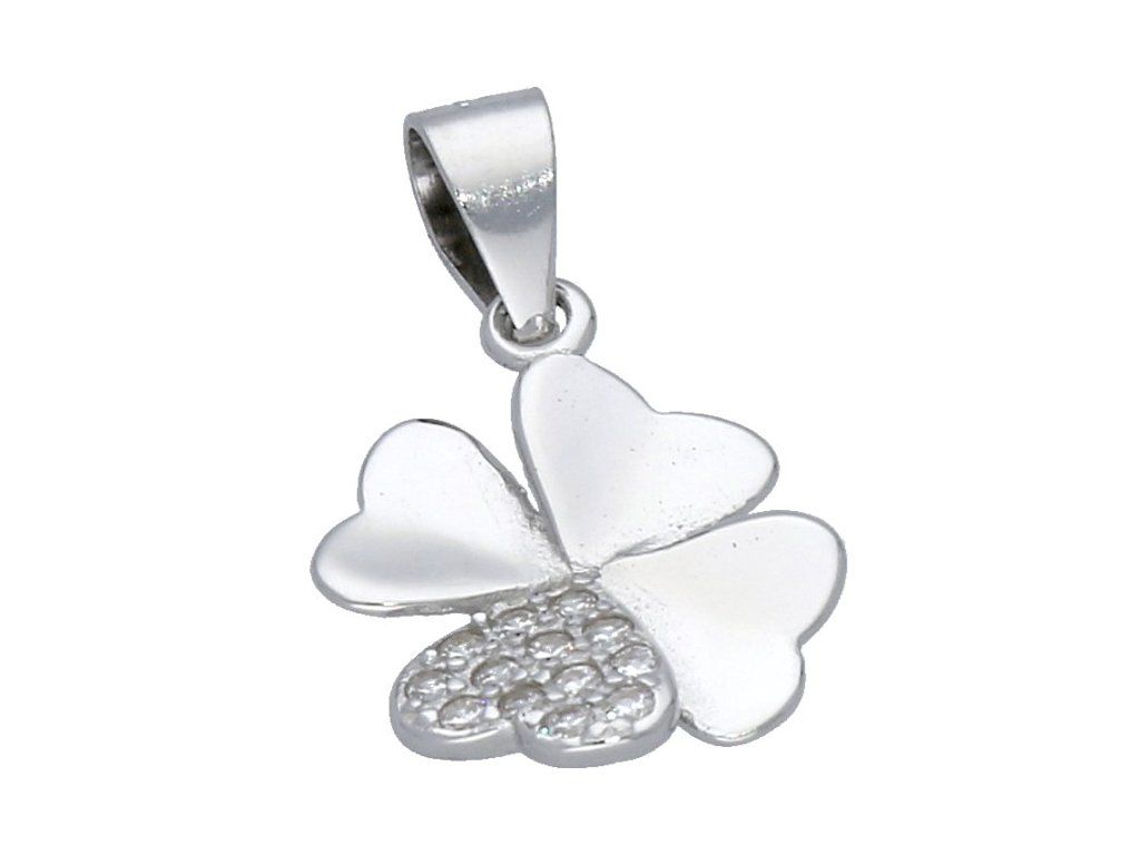 Stříbrný čtyřlístek se zirkony