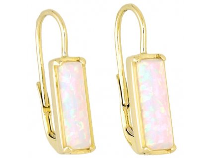 Zlaté náušnice obdélníkový opál