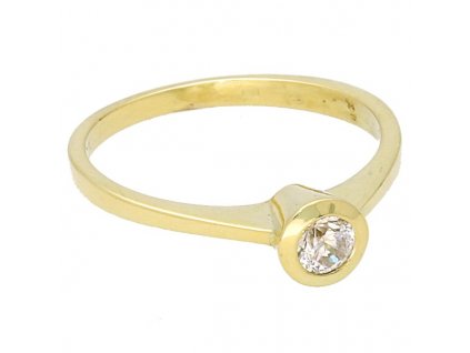 Zásnubní prsten zlatý s bílým zirkonem