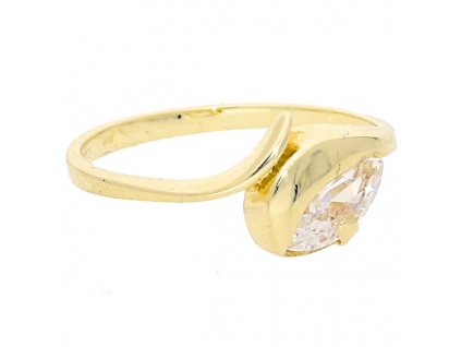 Zlatý prsten s bílým zirkonem