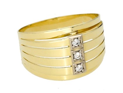Zlatý masivní prsten tři zirkony