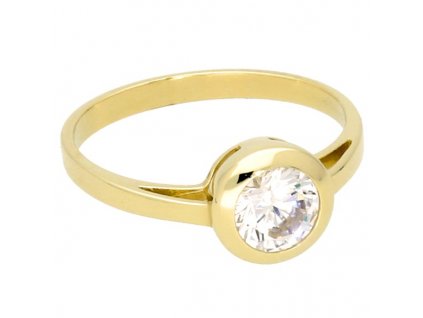 Zlatý zásnubní prsten s kulatým zirkonem