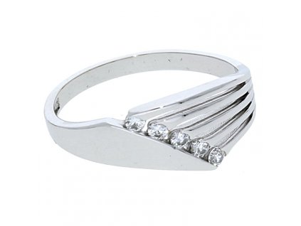 Stříbrný prořezávaný prsten se zirkony
