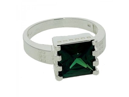Stříbrný masivní prsten zelený zirkon č. 1