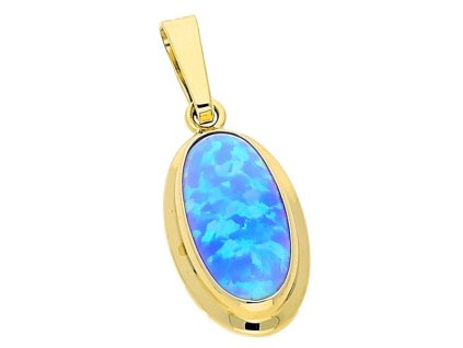 Zlatý přívěsek modrý opál č. 1