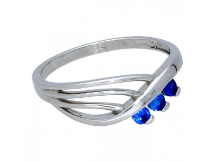 Stříbrný prsten s modrými zirkony č. 1