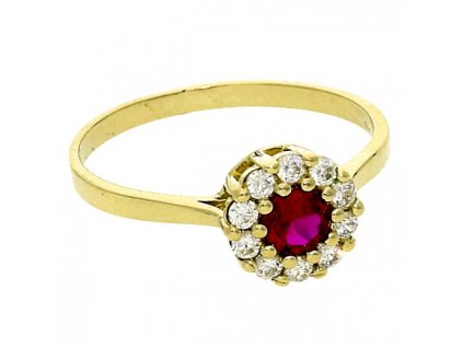 Zlatý prsten s rubínem 4 mm č. 1