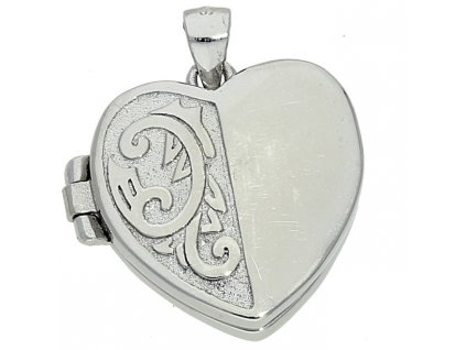 Stříbrný medailon srdce s rytinou č. 1