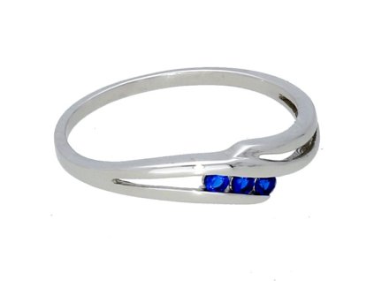 Prsten z bílého zlata modré zirkony