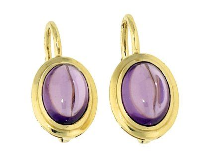 Zlaté náušnice ametyst mugle č. 1