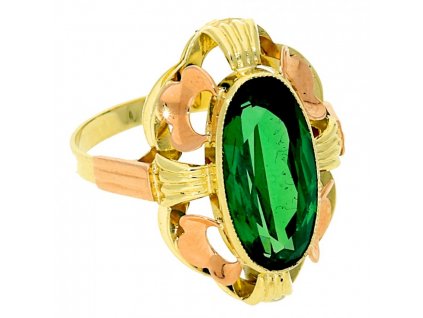Masivní zlatý prsten zelený smaragd č. 1