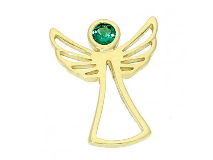 Zlatý přívěsek anděl zelený zirkon č. 1