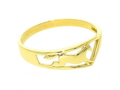 Jemný zlatý prsten s koněm č. 1