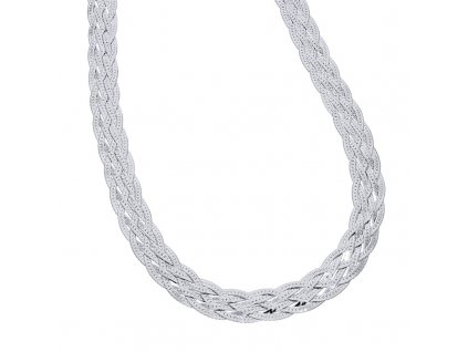 Splétaný stříbrný náhrdelník plochý