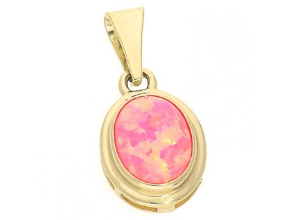 Zlatý přívěsek růžový opál
