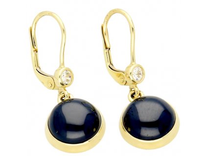 Zlaté náušnice černé onyxy a zirkony