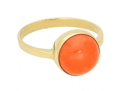 Zlatý prsten přírodní oranžový korál