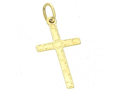 Křížek ve žlutém zlatě s rytinou