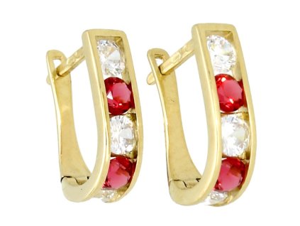 Zlaté náušnice rubíny se zirkony