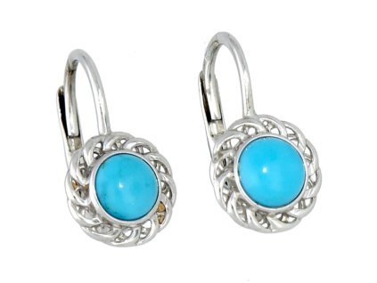 Stříbrné kulaté náušnice s tyrkysy
