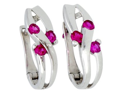 Bílé zlato náušnice jemné rubíny