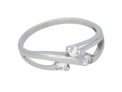 Bílé zlato prsten se zirkony