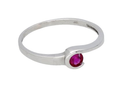 Jemný prsten s rubínem bílé zlato