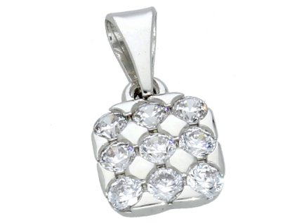 Čtvercový přívěsek osazený bílými zirkony