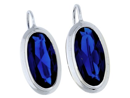 Stříbrné náušnice broušený tmavý safír