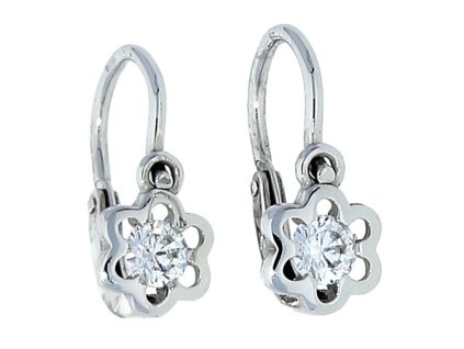 Dětské náušnice stříbrné kytičky bílý zirkon