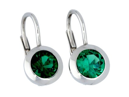 Náušnice bílé zlato kulatý smaragd